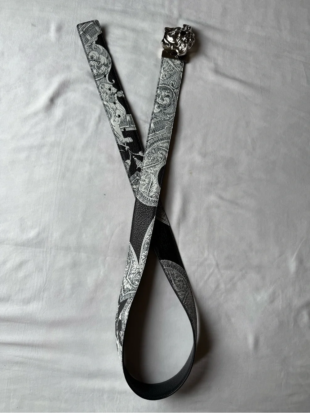 Versace Men’s Medusa Barocco Istante Reversible Belt with Silver